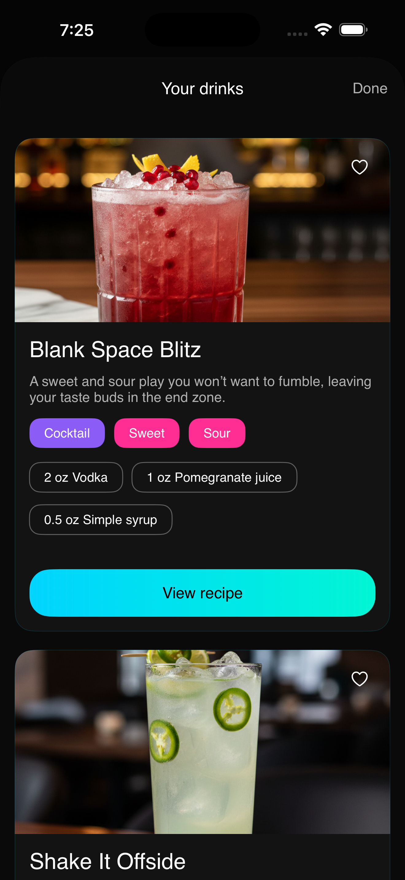 SipEasy Drink Details Screen